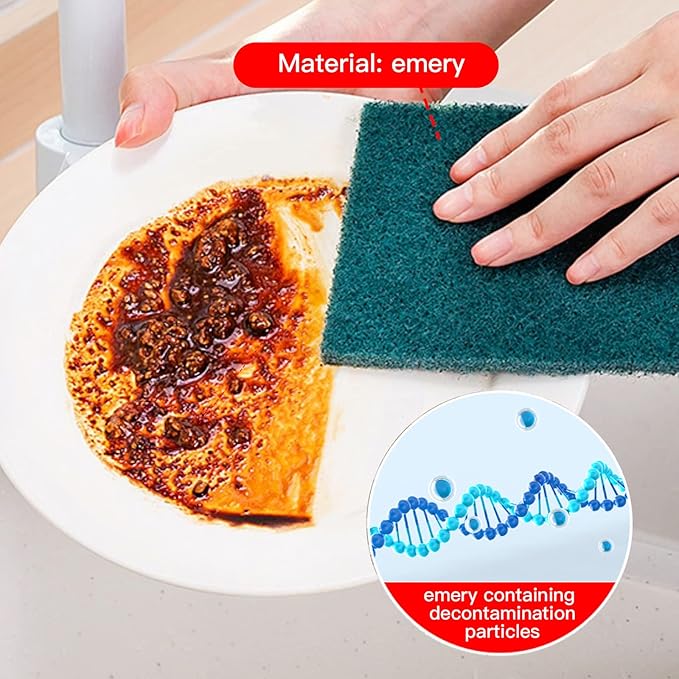 Heavy Duty Scour Pads Sponge Dish Scrubber Non-Scratch Green Reusable Household Scrub Pads for Kitchen and Dish Cleaning Tool (24Pcs)