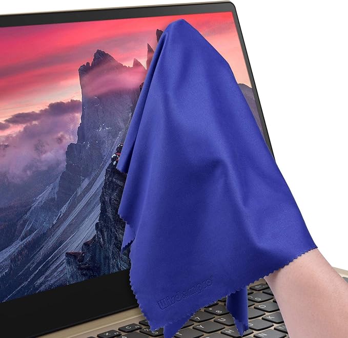Wisdompro Extra Large 4-Pack Microfiber Cleaning Cloth For Laptop, LCD TV, Computer Screen, Monitor, Tablet, Camera Lens, Glass, Lenses, Phone, iPhone, iPad, other Delicate Surface - Blue (16x16 Inch)