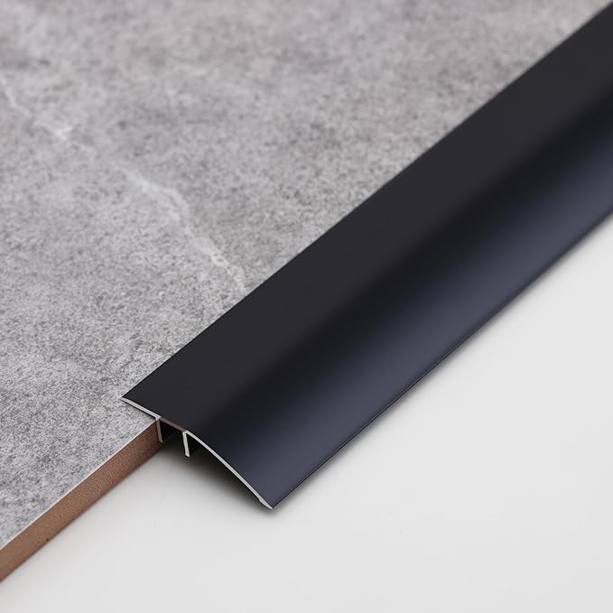 Gaahing Aluminum Floor Transition Threshold Strip, Bridge The Height Gap Between 0.2 to 0.5 inches for Doorway Ramp Tiles Laminate Planks (35.4in x 1.7in, Matte Black)