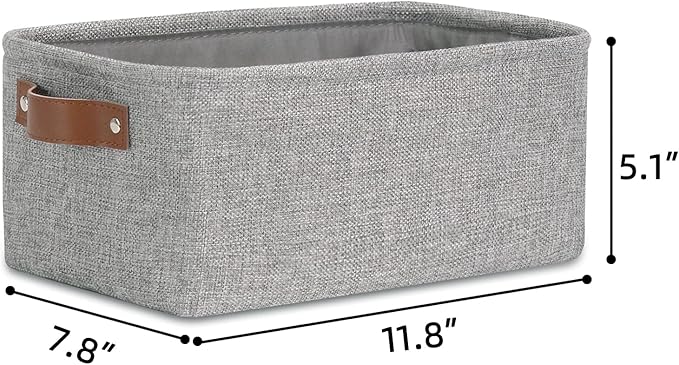 DULLEMELO Small Collapsible Fabric Basket for Organizing, Shelves, Closets, Laundry, Nursery, Decorative Gift Basket (Gray)