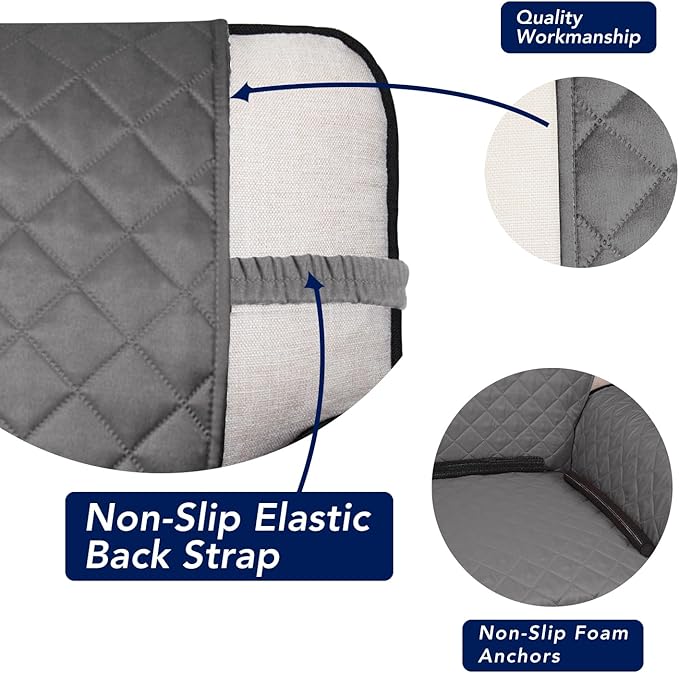 PureFit Reversible Quilted Sofa Cover, Water Resistant Slipcover Furniture Protector, Washable Couch Cover with Non Slip and Elastic Straps for Kids, Dogs, Pets (Sofa, Gray/Ivory)