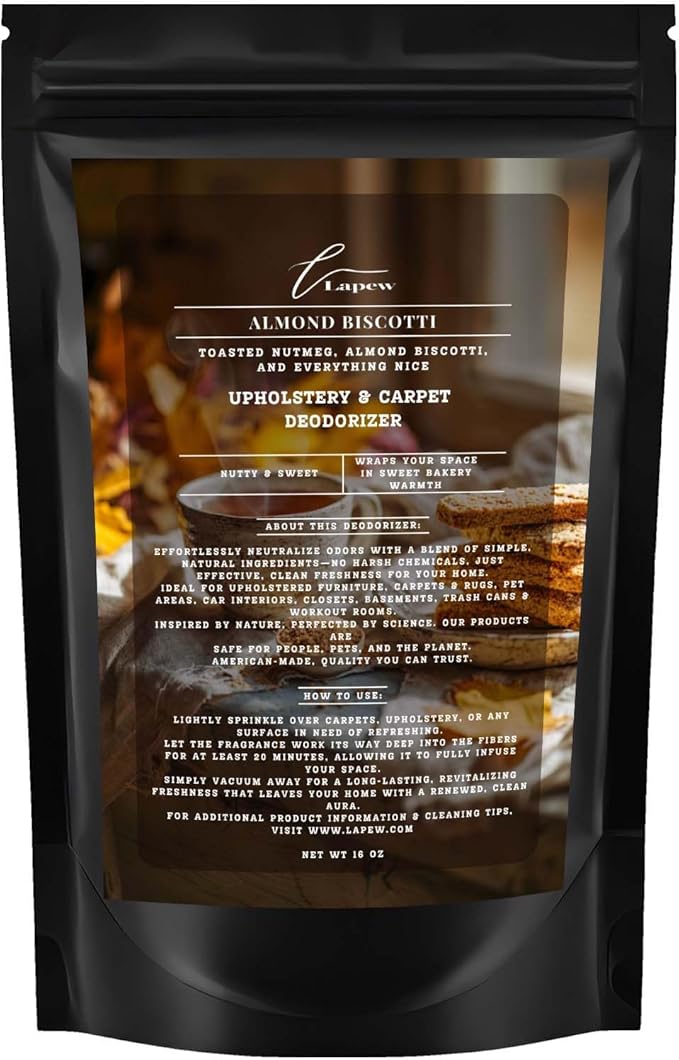 Almond Biscotti Carpet Freshener Powder: Powerful Odor Eliminator for Home, Upholstery Deodorizer, Carpet Deodorizer, Pet Urine, Cat Litter Box - Nutmeg & Spice Fragrance