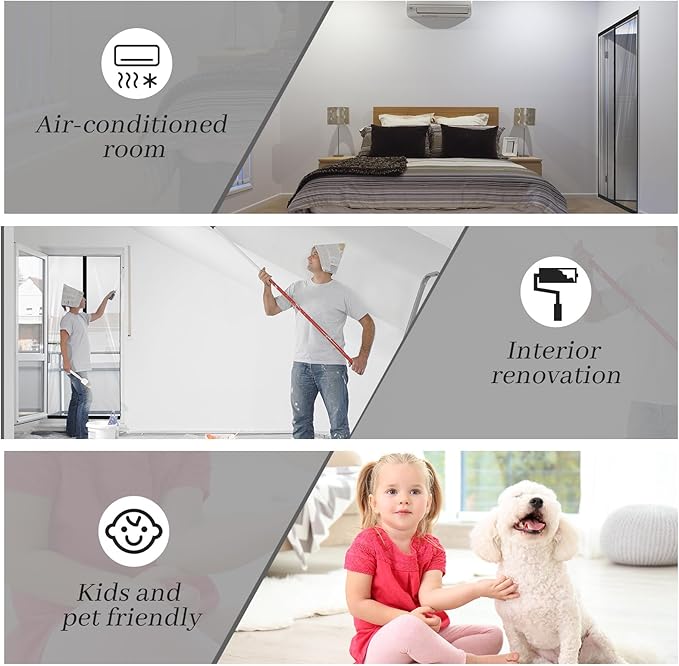 Amylove Zipper 60 x 102 Inch Dust Barrier Door Kit Construction Door Barrier 5 x 8.5 ft Reusable Plastic Curtain Cover Containment Standard Doorway Temporary Wall Screen Sheeting for Bathroom Hallway