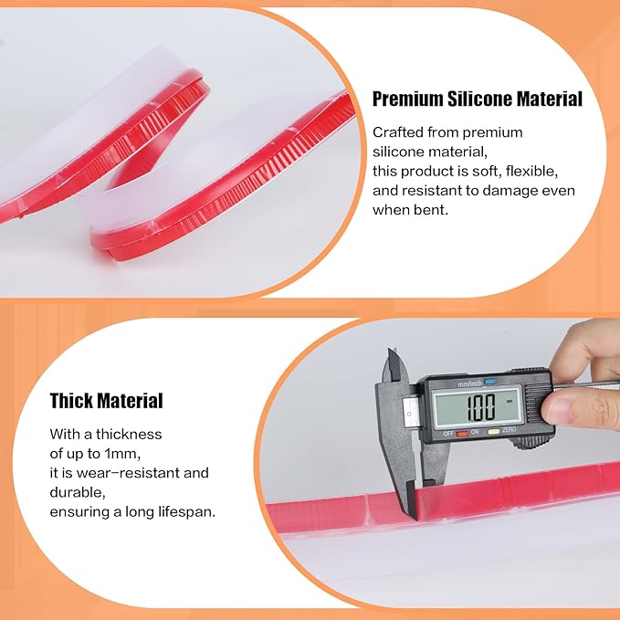 Orghtin T-Shaped Silicone Seal Strip, Clear Door Sealer Weather Stripping, 10Ft Door Draft Stopper