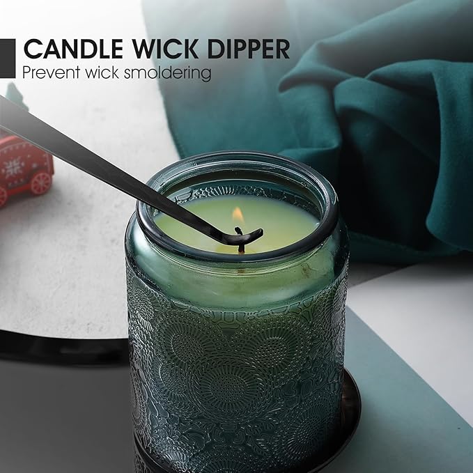 PATOISE 3 in 1 Candle Accessory Set, Candle Wick Trimmer Cutter, Candle Snuffer Mini, Candle Wick Dipper in Gift Package for Candle Aromatherapy Lovers(3PCS Black)