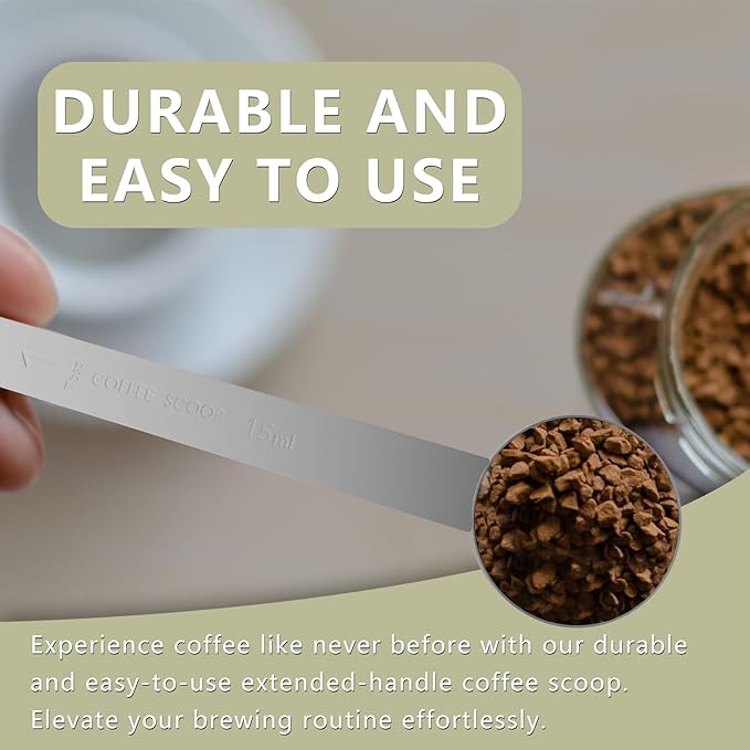 2PCS 1 Tablespoon Coffee Scoop, 9" Long Handle Measuring Spoon, One tbsp (15 ml) Stainless Steel Scooper