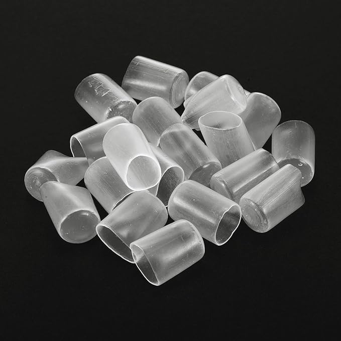 uxcell 20pcs Rubber End Caps Protective Caps 14mm ID Vinyl PVC Round Tube Bolt Cap Cover Screw Thread Protectors, Clear