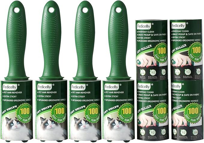 Fedicelly Lint Rollers Pet Hair Extra Sticky Clothes,Cat Dog Hair Remover Laundry Furniture Carpet,Total 800 Sheets Lint Remover Brush for Couch Green