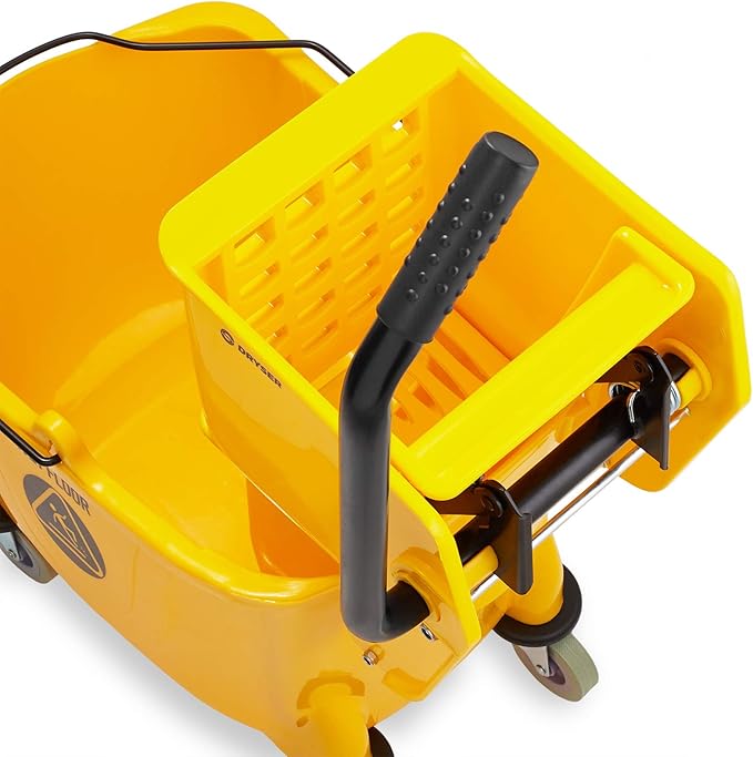 Dryser Commercial Side Press Wringer Combo Mop Bucket, 33 Quart, Yellow