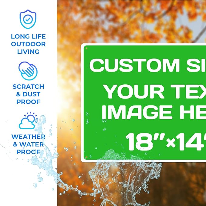 Personalized Aluminum Weatherproof Metal Signs - Custom Text & Picture, Multiple Sizes, Hazard, Garden, Custom Door, Business Signs