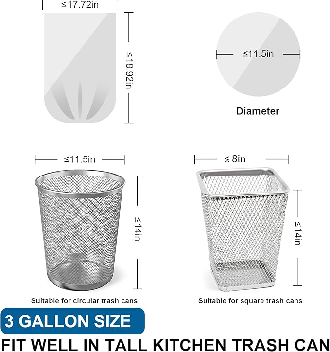 3 Gallon Trash Bags Drawstring 0.96 Mil - 120 Count 12 Liter Small Garbage Bags for Bathroom, Strong White Unscented Plastic Wastebasket Bin Liners for Toilet Office and Bedroom