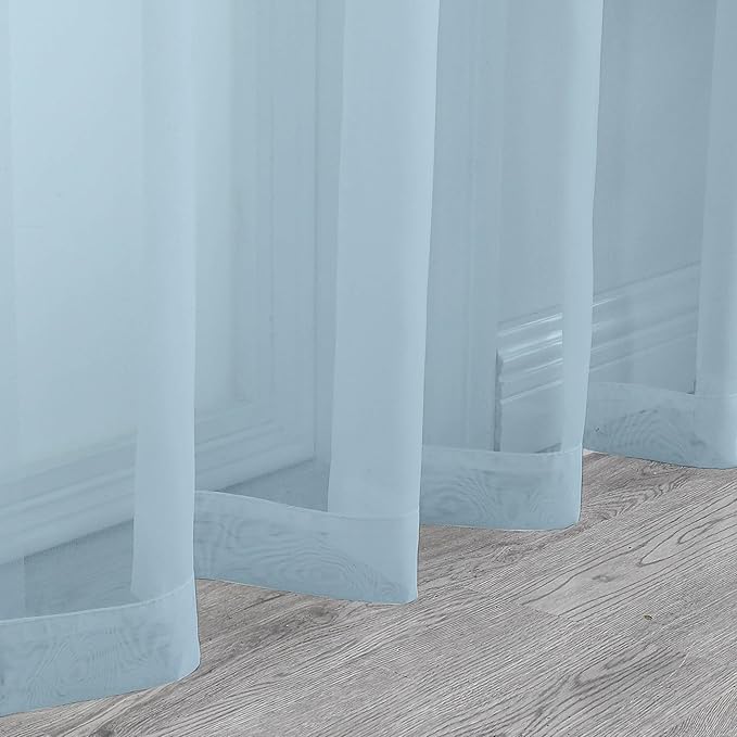 Chyhomenyc Light Blue Sheer Curtains 84 Inch Length 2 Panels, Light Filtering Soft Airy Voile Rod Pocket Sheer Window Drapes for Bedroom Living Room, Each 42Wx84L Inches, Sky Blue