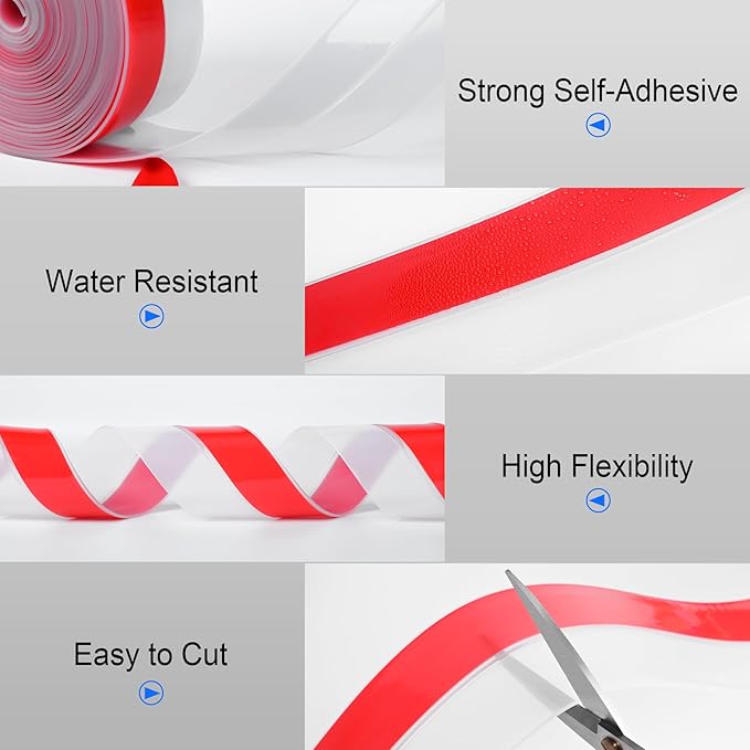 ToLanbbt Weather Stripping Silicone Door Seal Strip 2 in x 10 ft Door Draft Stopper Self Adhesive Door Draft Tape, Side & Bottom Gaps Insulation Strip for Glass Shower Door Sliding Door Window, Clear