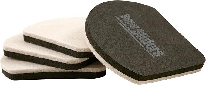 Super Sliders 5" Slide & Hide Reusable Furniture for Hard Surfaces - Effortless Moving and Surface Protection, Beige (4 Pack)