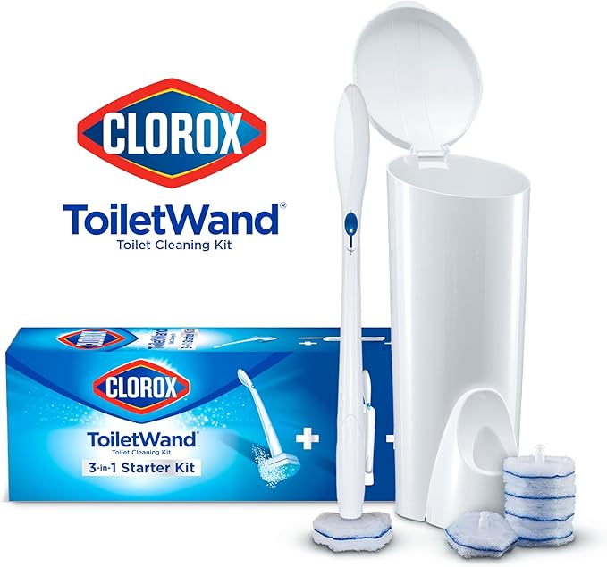 CLOROX Original Toilet Cleaning System, ToiletWand, Storage Caddy, 6 Refill Heads, Dorm Room Essentials
