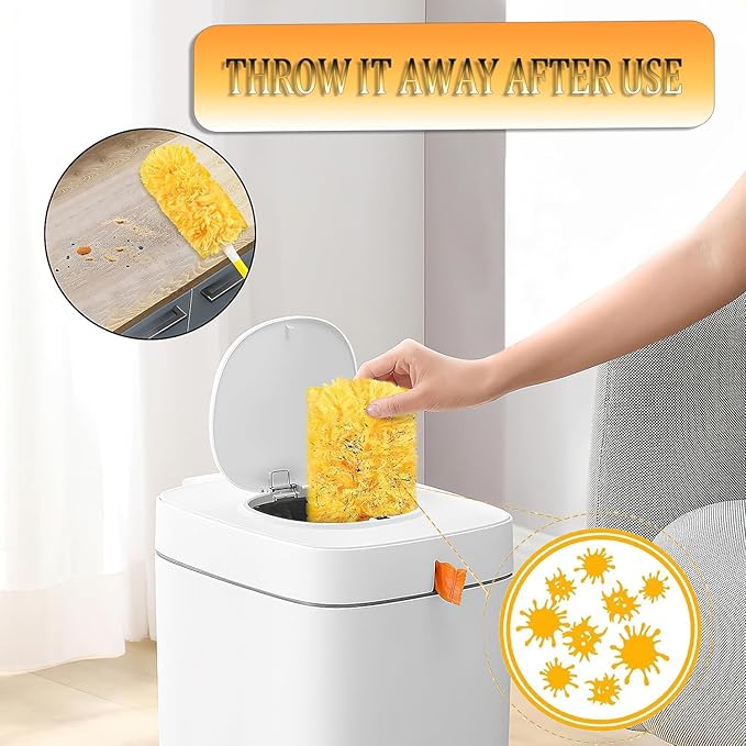 Duster Refills Compatible with Swiffer Duster, 360 Heavy Duty Multi Surface Duster Replacement with 1 Short Handle and 3FT Extenda Handle for Cleaning Furniture, Blind, Ceiling Fans(yellow-360-20pack)