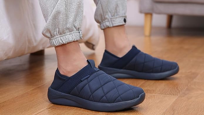 KUBUA Slippers for Men and Womens Indoor House Shoes Plush Slip on Outdoor Garden Loafers