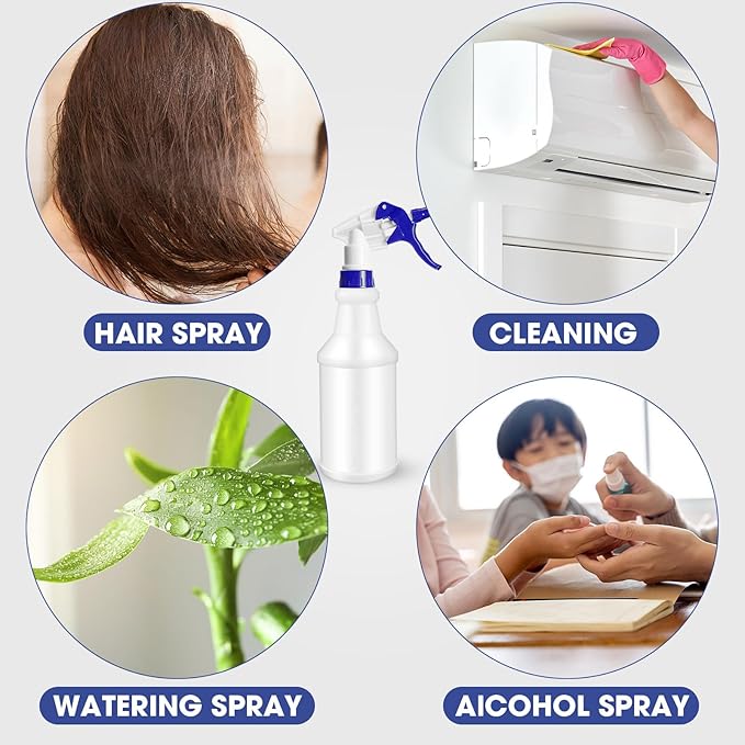 Eccliy 12 Pcs 16 Oz Plastic Spray Bottle, Adjustable Empty Reusable Sprayer for Cleaning, Planting, Water, Bathroom and Kitchen, BBQ, Commercial and Residential(Dark Blue,Original)