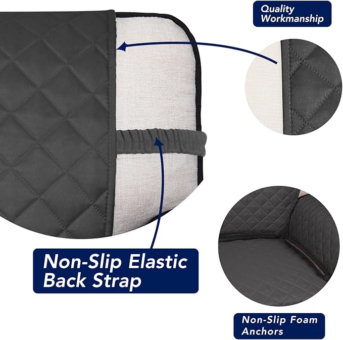 PureFit Reversible Quilted Sofa Cover, Water Resistant Slipcover Furniture Protector, Washable Couch Cover with Non Slip and Elastic Straps for Kids, Dogs, Pets (Oversized Loveseat, Dark Gray/Beige)