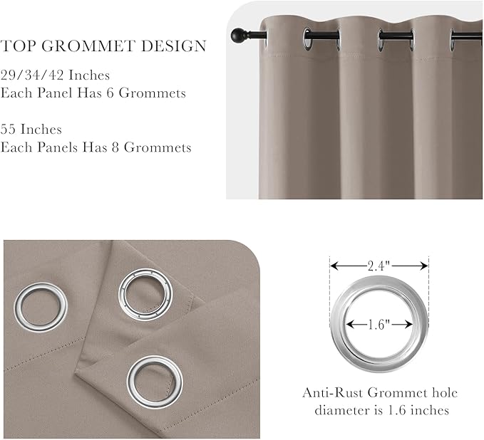 PONY DANCE Light Taupe Blackout Curtains - Thermal Isulated Room Darkening Drapes for Bedroom/Living Room, Set of 2 Curtain Panels, 55 x 80 inch
