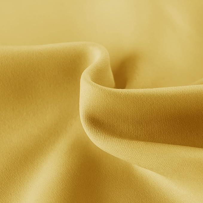 DWCN French Door Curtains – Rod Pocket Thermal Blackout Curtain for Window/Patio Doors/Doorways/Classroom/Kitchen for Privacy, 23W by 72L Inches, 1 Panel with Tieback, Yellow