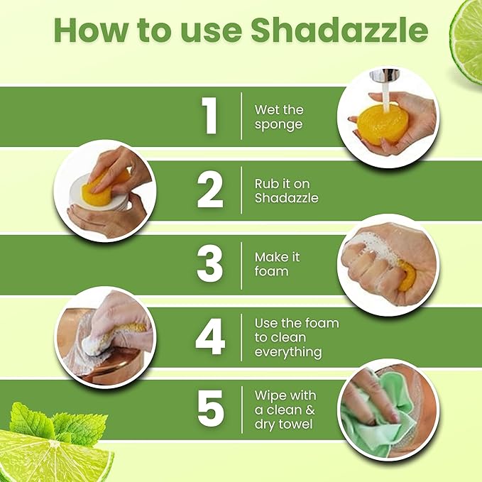 Shadazzle Natural All Purpose Cleaner and Polish – Eco friendly Multi-purpose Cleaning Product - Mint & Lime Scent