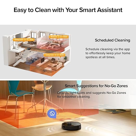 roborock Q7 M5+ Robot Vacuum and Mop, Upgraded from Q5 Max+, 7 Weeks Self-Emptying, 10000Pa Suction, Dual Anti-Tangle System, for Pet Hair & Carpet, PreciSense LiDAR Navigation, App Control, Black