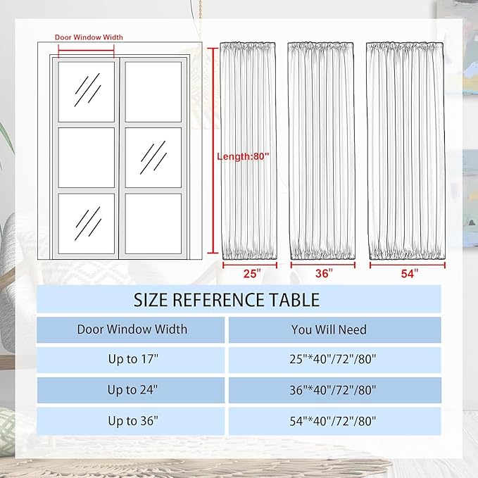 DWCN French Door Curtains – Rod Pocket Thermal Blackout Curtain for Doors with Glass Window, Kitchen and Patio Doors for Privacy, 36 X 80 Inches Long, 1 Curtain Panel with Tieback, Burgundy
