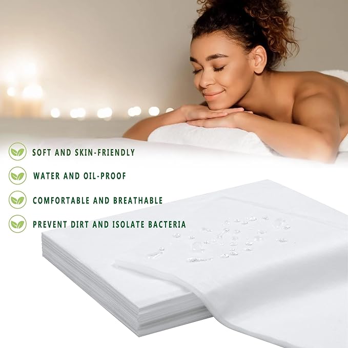 50 Pcs Disposable Bed Sheets 31" x 71" Massage Table Sheets Non Woven Fabric SPA Bed Cover Breathable for Massage Beauty Tattoos