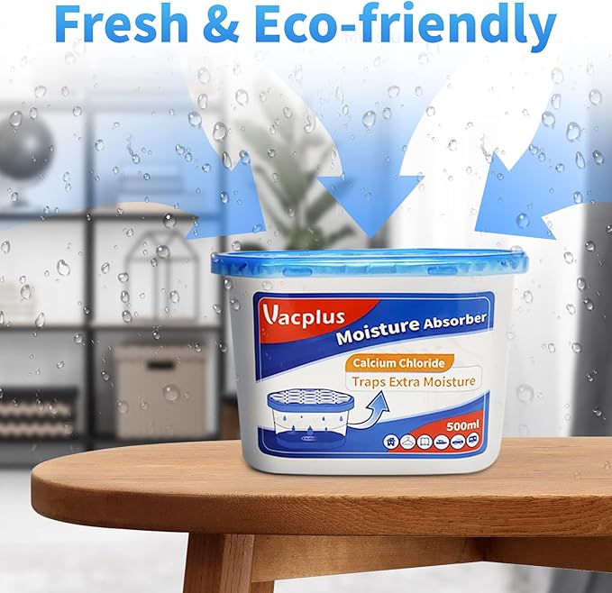 Vacplus Moisture Absorbers 16 Pack, 10.5 Oz, Humidity Absorber Boxes Attracts Extra Moisture from Your Bathroom, Closet, Kitchen, Dehumidifier for Closet (Fragrance Free), Blue