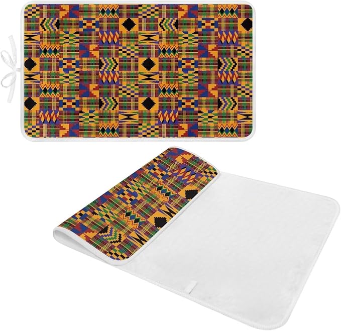 Ironing Mat Pad for Table Portable Travel Iron Blanket African Print Ironing Board Covers Tribal Pressing Mat Heat Press Pads 32x16 Inches,Yellow