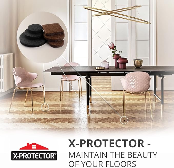 235 pcs Felt Furniture Pads Brown & Black X-Protector! Huge Quantity of Furniture Pads for Hardwood Floors – Your Ideal Wood Floor Protectors for Furniture. Protect Any Type of Hard Floor!