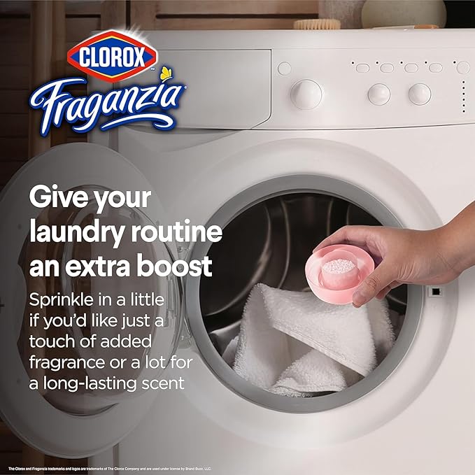 Clorox Fraganzia Laundry Scent Booster Crystals in Rose Scent - Scented In-Wash Freshener Beads for Fresh, Clean, Great Smelling Clothes and Linens, 70 Oz - 6 Pack