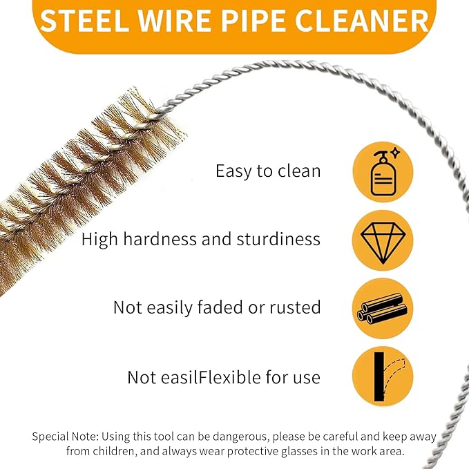 7pcs Brass Wire Tube Brushes Bottle Brush Set,11Inch Long Wire Brushes for Cleaning,Wire Pipe Cleaner Bore Brush Cleaning for Tubes,Bottle,Keyboards,Glass