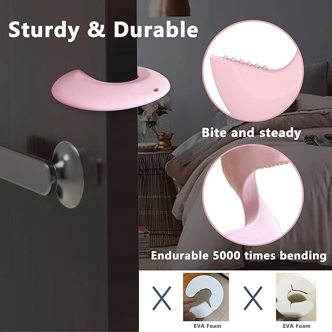 Silicone Door Pinch Guard and Door Slam Stopper, Durable Finger Pinch Guard, Prevents Pinch Injuries, Slamming Doors, Door Stopper for Kids, 4 Packs Pink.