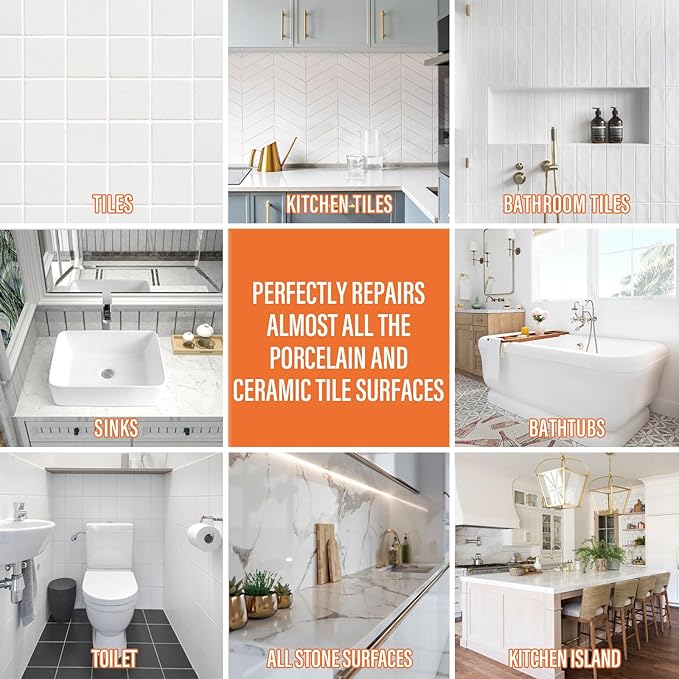Tile Repair Kit, Ceramic Tile Repair Kit(Color Match), Porcelain Tile Chip Repair Kit with Super Strong Adhesion, Floor Tile Crack Repair Filler for Chips, Holes on Porcelain, Ceramic, Acrylic