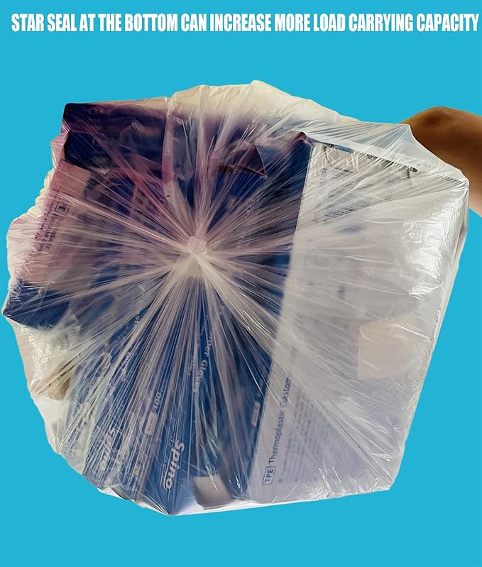 40-45 Gallon Lawn & Leaf Trash Bags, 125 Count Bulk, Heavy Duty Clear Plastic Recycling Bags, Multi-purpose Garbage Bags for Home Commercial, Outdoor, Construction, Industrial