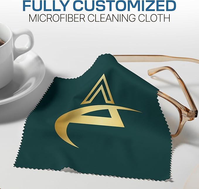 Ships Next Day, Made in USA - Customizable Microfiber Cleaning Cloth - Perfect Eyeglass Cleaner Promotional Gift - Premium Microfiber Lens Wipes - Logo or Image Printed (100 Pack) Double Sided