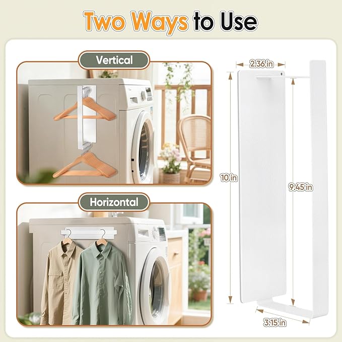 Magnetic Hanger Organizer, Strong Magnetic Hanger Holder for Washing Machine Dryer, Laundry Room Organization Space Saving Hanger Storage Rack Stacker, White