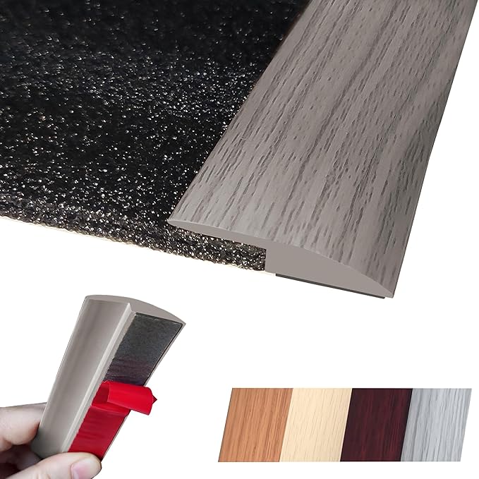 Floor Transition Strip Self Adhesive Carpet Wood Tile Vinyl Flooring Laminate Transition Cover Edge Trim Gap Doorway Threshold for Uneven Floors Heights Within 5 mm (120 inches, Gray Forest)
