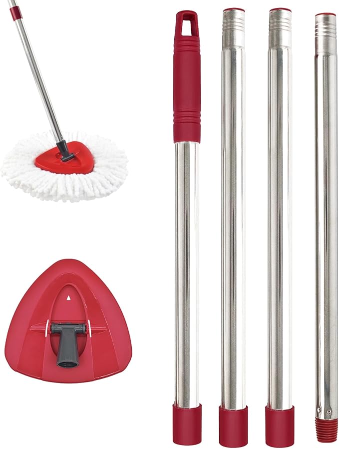 Mop Handle for Ocedar, Mop Handle for O Cedar, Spin Mop Replacement Handle for O Cedar, 4-Section Spin Mop Handles and Base for Ocedar, 30" to 58" Mop Stick Pole Handle and Base for Ocedar Spin Mop