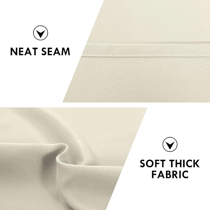 DWCN Blackout Curtains for Bedroom – Rod Pocket Thermal Insulated Noise Reducing Noise Reducing Drapes for Living Room, W 42 x L 63 Inch, 2 Panels, Light Beige
