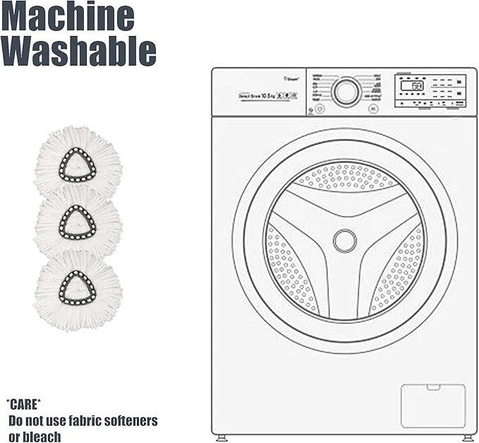Mop Replace Head [ 3 Pack ] Mop Refills Compatible with Triangle Spin Mop, Made of Microfiber, Deep Cleaning Machine Washable and Easy-to-Replace