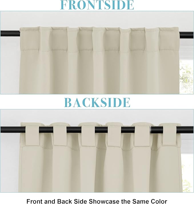 RYB HOME Blackout Curtains for Living Room, Back Tab & Rod Pocket Top Insulating Window Decor for Bedroom Dining Classroom Home Office, W 62 x L 63, Beige, 2 Panels