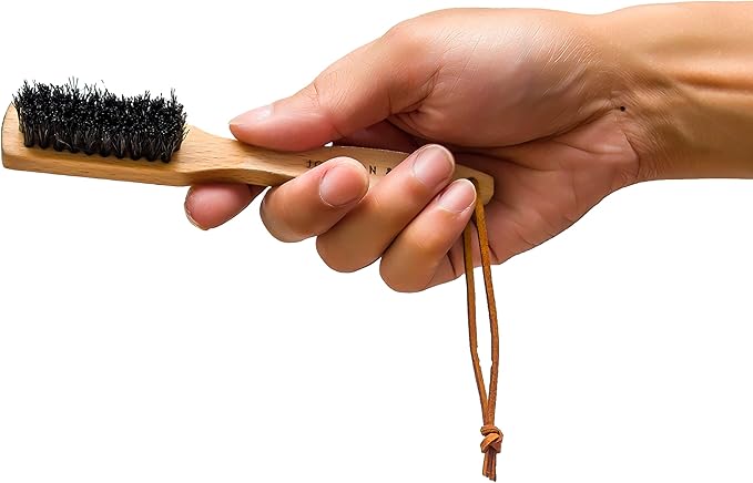 Premium Stain Removal Brush - Small Wood Stain Remover for Scrubbing Stains from Furniture, Fabric, Leather - Soft Bristle Cleaning Brush - Easy Grip Handle - Portable Clothing Stain Remover Brush