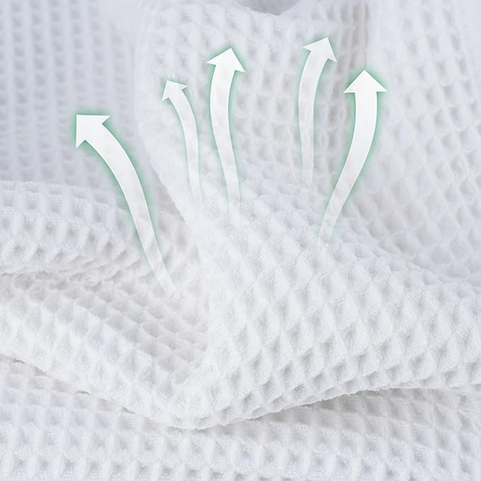Microfiber Waffle Face Towels, 2 Pieces, Soft, Absorbent, Fast Drying, Lint Free (White)