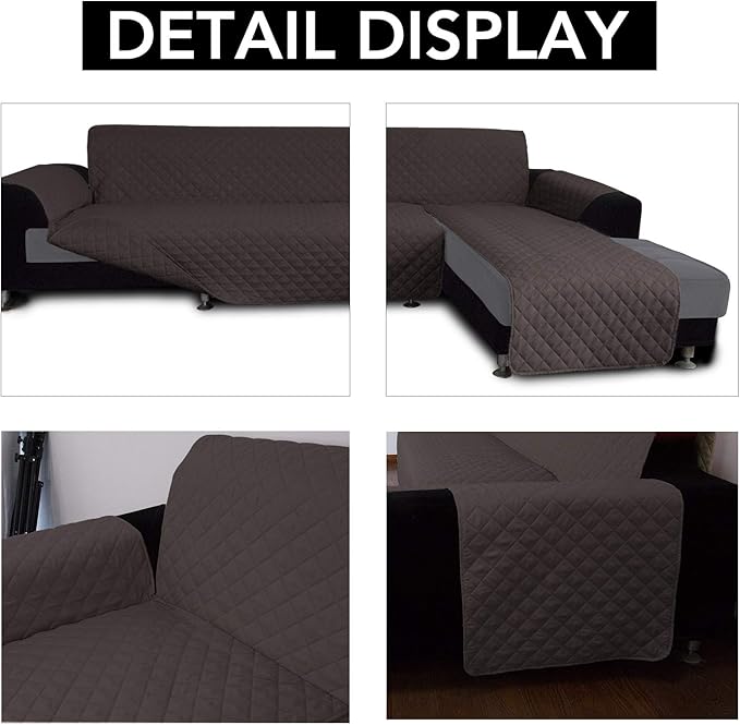 Easy-Going L Shape Sofa Slipcover Sectional Couch Cover - Reversible & Pet-Friendly (X-Large, Chocolate/Chocolate)