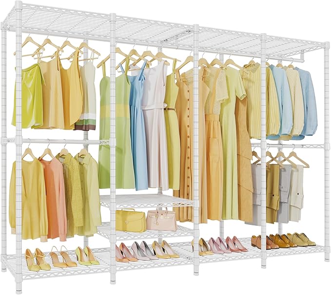 VIPEK V40 Plus Extra Large Clothes Rack Heavy Duty Clothing Rack for Hanging Clothes, Multi-Functional Closet Organizer System Freestanding Wardrobe Closet for Bedroom, Max Load 1300lbs, White
