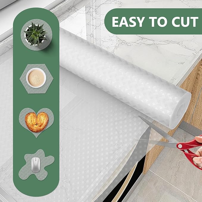 Shelf Liners, Non-Adhesive Drawer Liner, Waterproof & Oil-Proof Kitchen Cabinet Cupboard Liner Plastic EVA Material BPA Free Fridge Liner Mats Paper Protector for Shelves (Clear/16in x 240in)