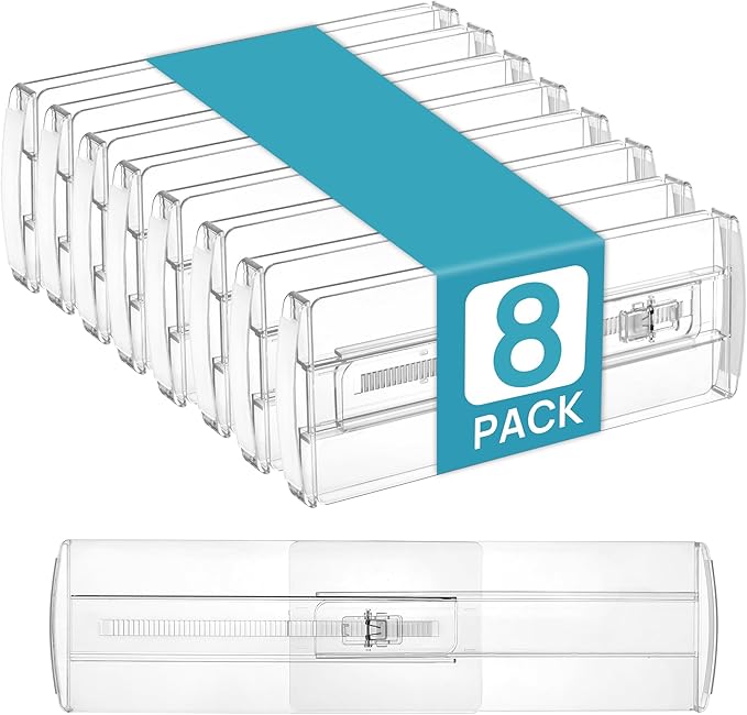 Vtopmart 8 Pack Drawer Dividers for Clothes, 4" High 10.2"-16.6" Adjustable Expandable Dresser Drawer Organizer, Clear Plastic Separators for Dresser, Baby Clothing, Underwear, Cosmetic, Toiletries